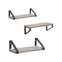 Vendbar vegghylle 40 cm 3 pk Grå/Svart