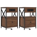  Sengeskaps 2 pcs brun eik 40 x 31 x 60 cm Konstruert tre