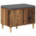 vidaXL Gangbenk med pute med lagring Gammelt tre 60 x 38 x 46 cm