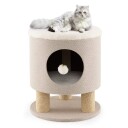 Cwy Liten Skrapestolpe Med Mykt Sete & 3 Sisal Skrapestolper & Ballkrakk 40 X 40 X 47 cm Beige