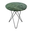 Ox Denmarq Tall mini O sidebord Ø50 H50, svart understell grønn marmor