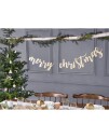 Merry Christmas Banner i Treverk med 2 meter Tråd