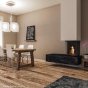 M-Design True Vision 550DC svart gasspeis - panorama med glass på tre sider