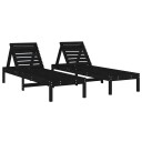  Solsenger 2 stk svart 199,5x60x74 cm heltre furu 825074