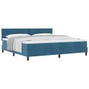  Box Spring Seng med Madrass Mørk Blå 200x200 cm Fløyel