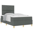  Box Spring Seng med Madrass Mørkegrå Liten Dobbel Stoff
