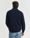 Piquestrikket bomullsgenser med half-zip i halsen EVENING BLUE M
