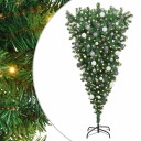  Opp ned Kunstig Forhåndsbelyst Juletre med Kule Sett 180 cm