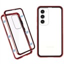 Samsung Galaxy S23 5G Magnetisk Deksel med Herdet Glass Rød