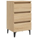 vidaXL Nattbord med metallben sonoma eik 40x35x69 cm