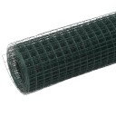vidaXL Trådgjerde kylling stål med PVC belegg 10x1,5 m grønn