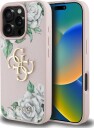 GUESS Grained Roses Big 4G logo iPhone 16 Pro Max case - pink