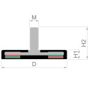SuperMagneter Super Kraftig Hvit Gummi-Magnet Ø 66 Mm   M8 Gjenge