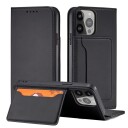 Hurtel Magnet Kortveske for Samsung Galaxy S23 + flip cover lommebok stativ Svart