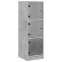 vidaXL Highboard med glassdører betonggrå 35x37x109 cm