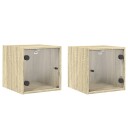  Nattbord med glassdører 2 stk sonoma eik 35x37x35 cm 8721012214170