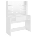 vidaXL Sminkebord med LED-lys 100x40x135 cm MDF hvit