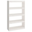 vidaXL Bokhylle/romdeler hvit 80x30x135,5 cm heltre furu