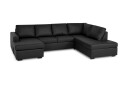 Crazy 4 seters Høyrevendt U formet Small Sofa med Divan og Sjeselong i Kunstlær   Svart