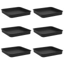 vidaXL Firkantet Blomsterbrett 6 stk. Svart 15 x 15 x 2 cm Plast