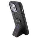 BMW iPhone 15 Pro Hardcase med Grip Stand i Smooth & Carbon - Svart