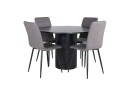 Venture Home Bianca Spisegruppe 110 cm Rund med 4 Windu Lyx Stoler Sort
