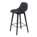 Muuto Fiber barstol låg Wood Base   65 cm   Black/Anthracite