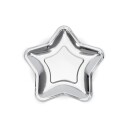 PartyDeco Papptallerkener Stjerne Sølv Metallic - 6-pakning