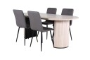 Venture Design Bianca & Windu spisegruppe Grå/natur 4 stoler & bord 200 x 90 cm