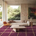 Ryetepper   Lana Natural Cotton Shaggy burgunder/gul Størrelse: 160 x 230 cm