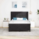  Box Spring Seng med Madrass & LED Svart 140x200 cm Fløyel