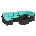 vidaXL Hagesofa Set 8 stk. Svart polyrotting