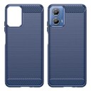 Motorola Moto G34 Børstet TPU Deksel Karbonfiber Blå