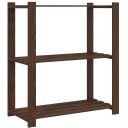 vidaXL Oppbevaringshylle 3 etasjer brun 80x38x90 cm heltre furu