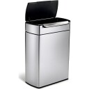 Rektangulær berøringsbøtte 48 l dobbel beholder børstet stål brushed steel