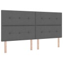  Box Spring Seng med Madrass & LED Mørk Grå 200x200 cm Stoff
