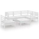 vidaXL Hagesofagruppe 6 deler hvit heltre furu