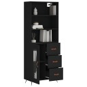 vidaXL Highboard svart 69,5x34x180 cm konstruert tre 8720845928452