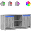  TV-benk med LED grå sonoma 100x34x50 cm konstruert tre 852192
