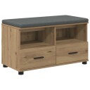 vidaXL Gangbenk med pute med skuff Artisan Eik 80 x 38 x 46 cm