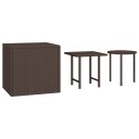 vidaXL Sidebord 3 stk brun polyrotting