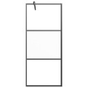 Dusjvegg med hylle svart 90x195 cm ESG-glass og aluminium