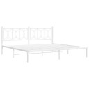  Sengeramme i metall med hodegavl hvit 193x203 cm 8721102644467