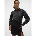 Vero Moda Vmviga Jacquard Ls Shirt Wvn Ga   Black   S