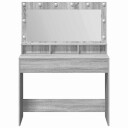  Sminkebord med LED lamper Grå Sonoma 100x41x135 cm