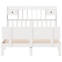  Seng med bokhylle uten madrass hvit 160x200 cm heltre furu 8721158614841