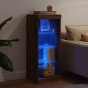 vidaXL Skjenk med LED-lys brun eik 41x37x100 cm