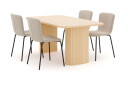 Bark Kopparbo Spisebord 160 cm med 4 Katy Spisestoler   Hvit / Greige Bouclé / Metallben Svart