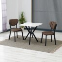 Krylor spisegruppe bord 70 cm + 2 stoler - Brun Hvit
