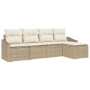 vidaXL Sofa sett 5 stk. Beige polyrotting